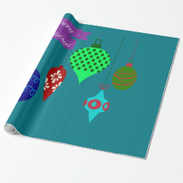 Happy Holidays and Hanging Ornaments Lila Banner Geschenkpapier