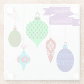 Happy Holidays and Hanging Ornaments Lila Banner Glasuntersetzer (Rückseite)