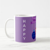 Happy Holidays and Hanging Ornaments Lila Banner Kaffeetasse (Links)