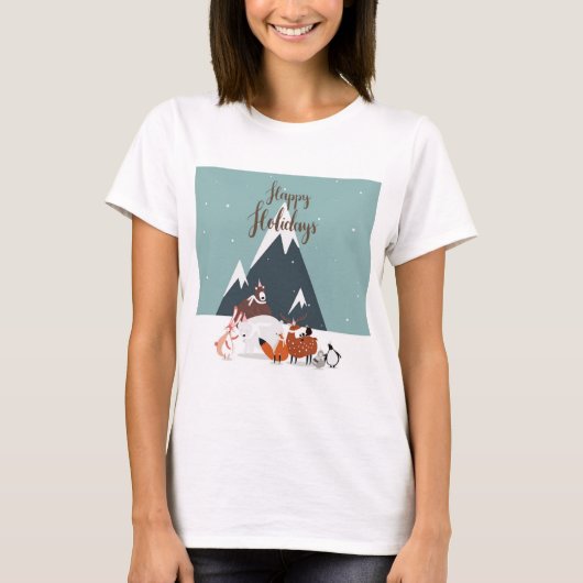 Happy Holidays Animals Friends T-Shirt (Vorderseite)