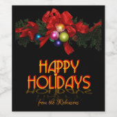 Happy Holidays (anpassbar) Weinetikett (Einzelnes Label)