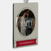 "Happy Holidays" Anpassbares Foto Banner-Ornament Silber (Rechts)