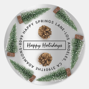 Happy Holidays Anschrift Familienname UAWG Runder Aufkleber