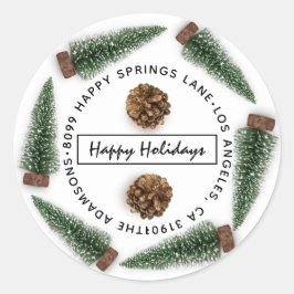 Happy Holidays Anschrift Familienname UAWG Runder Aufkleber