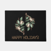 Happy Holidays Antler mit grünem Zweig Doormat Fußmatte (Vorderseite)