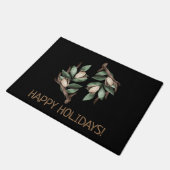 Happy Holidays Antler mit grünem Zweig Doormat Fußmatte (Schrägansicht)