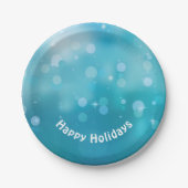 Happy Holidays aqua bokeh Lichter Pappteller (Vorderseite)