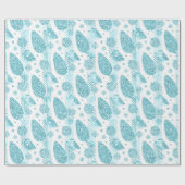 Happy Holidays Aqua Weißer Glitzer Weihnachtsbaum Geschenkpapier (Flach)