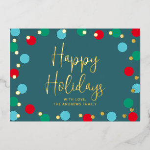 Happy Holidays Aquamarin Gold Folien Feiertagskarte