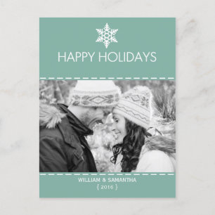 Happy Holidays Aquamarin Holiday Postkarte