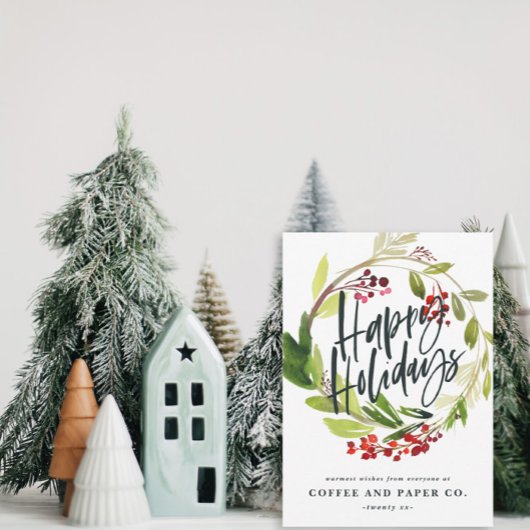 Happy Holidays Aquarell floral Feiertagskarte