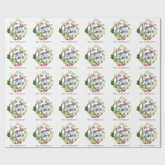 Happy Holidays Aquarell Geschenkpapier (Flach)