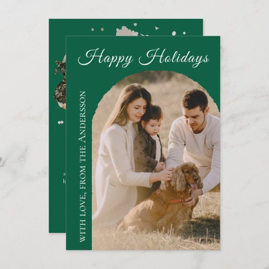 Happy Holidays Arch 2 Photo Feiertagskarte (Vorne/Hinten)