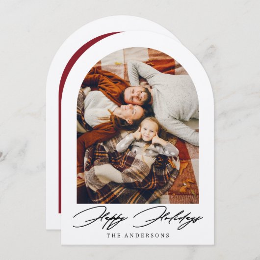 Happy Holidays Arch Foto Weihnachtskarte Einladung (Vorne/Hinten)