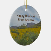 Happy Holidays Arizona Wildblume Wüste Landschaft Keramik Ornament (Rechts)