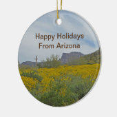 Happy Holidays Arizona Wildblume Wüste Landschaft Keramik Ornament (Links)
