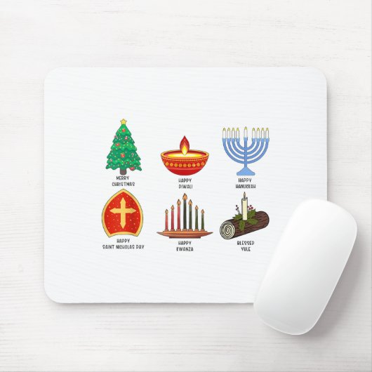 Happy Holidays Around The World Multicultural Cele Mousepad (Mit Mouse)