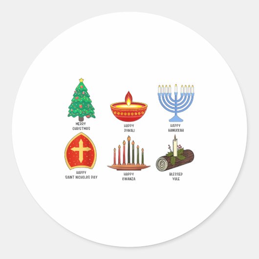 Happy Holidays Around The World Multicultural Cele Runder Aufkleber (Vorderseite)