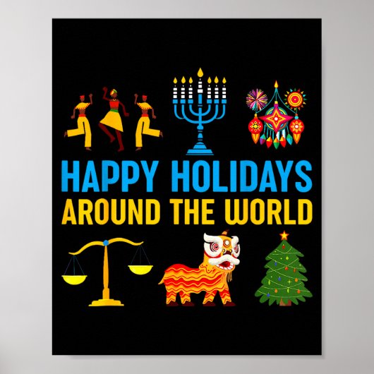 Happy Holidays Around The World Multicultural Matc Poster (Vorne)