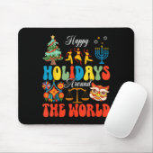 Happy Holidays Around World Christmas Hanukkah Diw Mousepad (Mit Mouse)