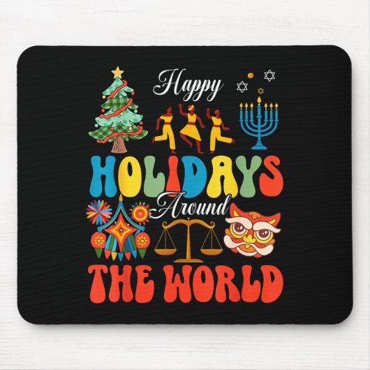 Happy Holidays Around World Christmas Hanukkah Diw Mousepad (Vorne)
