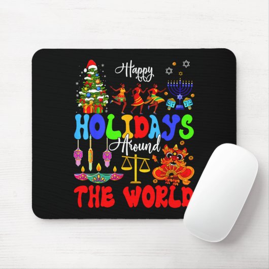 Happy Holidays Around World Matching Family Vacati Mousepad (Mit Mouse)
