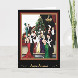 Happy Holidays Art Deco Vintages Party Feiertagskarte