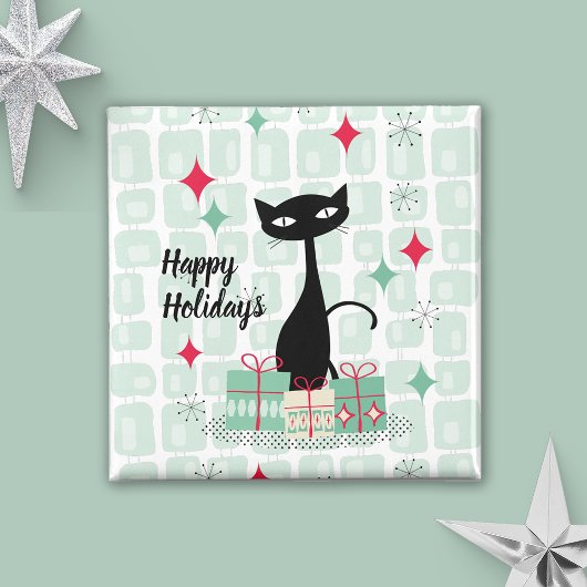 Happy Holidays, Atomic Christmas Cat Magnet