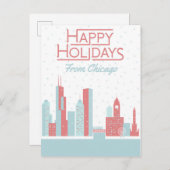 Happy Holidays aus Chicago Postkarte (Vorne/Hinten)
