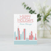 Happy Holidays aus Chicago Postkarte (Stehend Vorderseite)