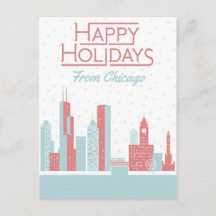 Happy Holidays aus Chicago Postkarte