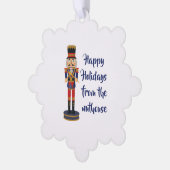 Happy Holidays aus dem Nackthaus lustige Nutcracke Ornament Karte (Linke Ecke)