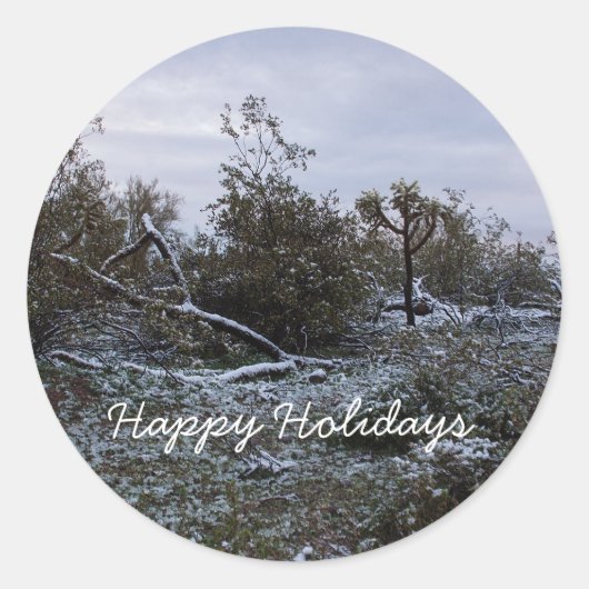 Happy Holidays aus der Wüste Runder Aufkleber (Vorderseite)