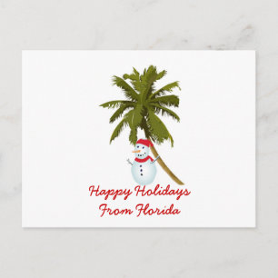 Happy Holidays aus Florida, Snowman, Palme Feiertagspostkarte