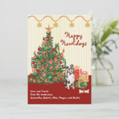 Happy Holidays Australian Shepherd Tree Weihnachte (Stehend Vorderseite)