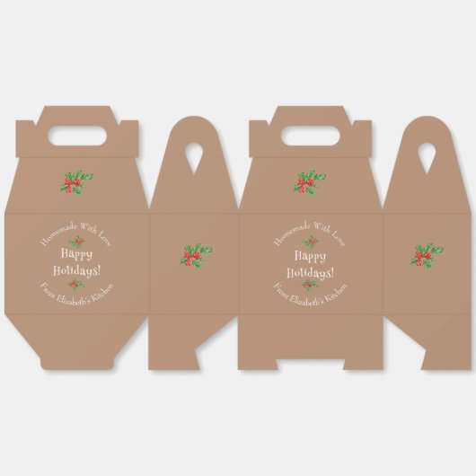 Happy Holidays Backgeschenk braun bearbeitbar Geschenkschachtel (Ungeklappt)