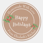 Happy Holidays Backgeschenk braun bearbeitbar Runder Aufkleber (Vorderseite)