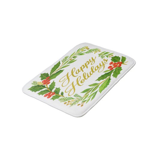 'Happy Holidays' Badematte (Schrägansicht)