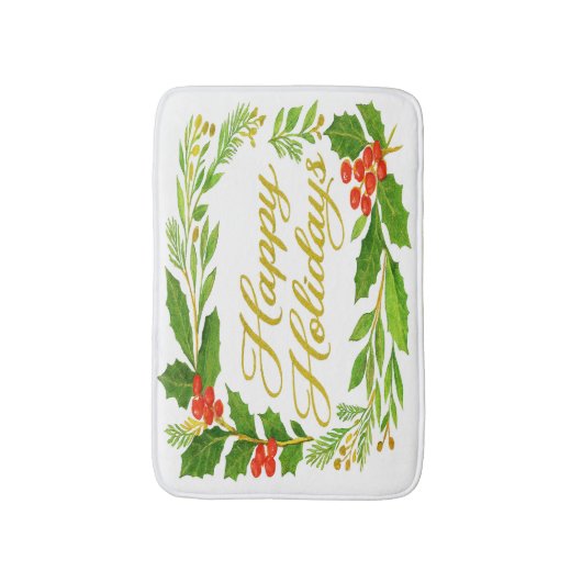 'Happy Holidays' Badematte (Vorderseite Vertikal)