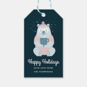 Happy Holidays Bär Holding Tasse Personalisiert Geschenkanhänger (Vorderseite)