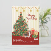 Happy Holidays Basset Hound Tree Weihnachten (Stehend Vorderseite)