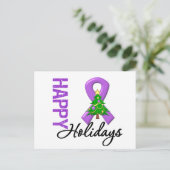 Happy Holidays Bauchspeicheldrüsenkrebs Bewusstsei Feiertagspostkarte (Stehend Vorderseite)