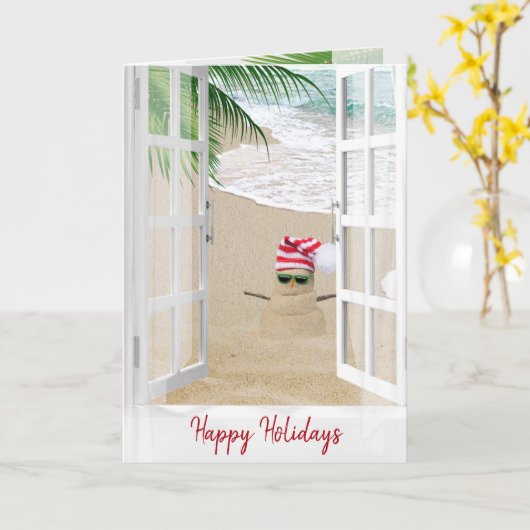 Happy Holidays Beach Window Karte (Gelbe Blume)