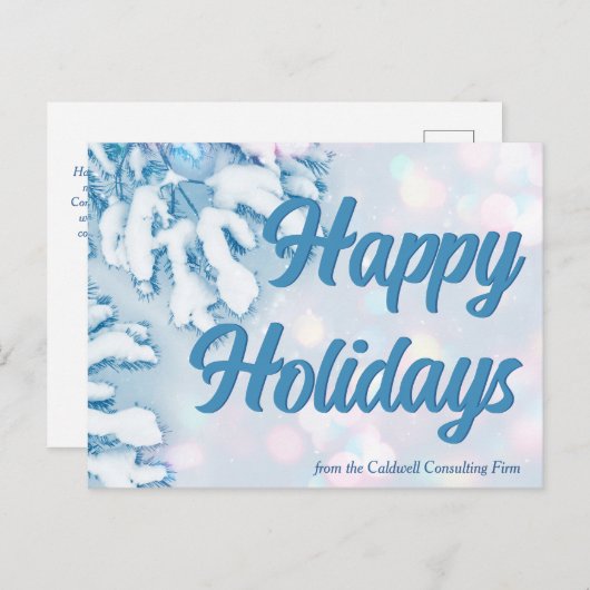 Happy Holidays Beautiful Blue Winter Schneeflocken Postkarte (Vorne/Hinten)