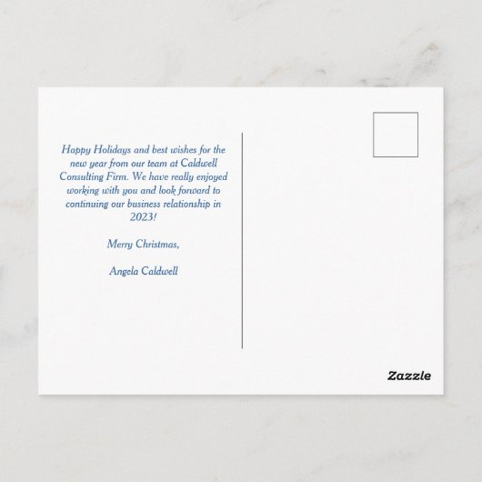 Happy Holidays Beautiful Blue Winter Schneeflocken Postkarte (Rückseite)