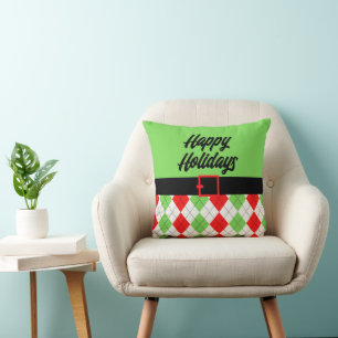 Happy Holidays Belt and Raute Throw Kissen