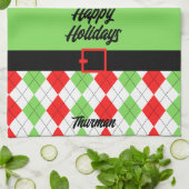 Happy Holidays Belt und Raute Green Geschirrtuch (Gefaltet)