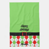 Happy Holidays Belt und Raute Green Geschirrtuch (Vertikal)