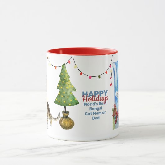 Happy Holidays BENGALISCH Cat Mama oder VATER Weih Tasse (Zentrum)