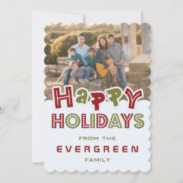 Happy Holidays benutzerdefiniertes Foto & Name-Kar Feiertagskarte